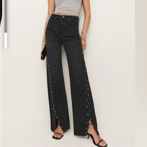 Reformation Black Studded High-Rise Women Jeans